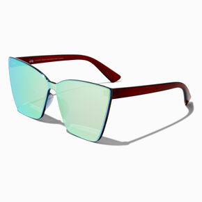 Blue-Green Lens Oversized Cat Eye Sunglasses,