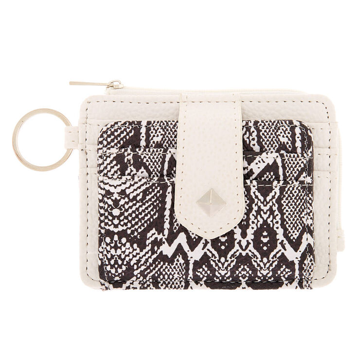 Snake Print Coin Purse - White,