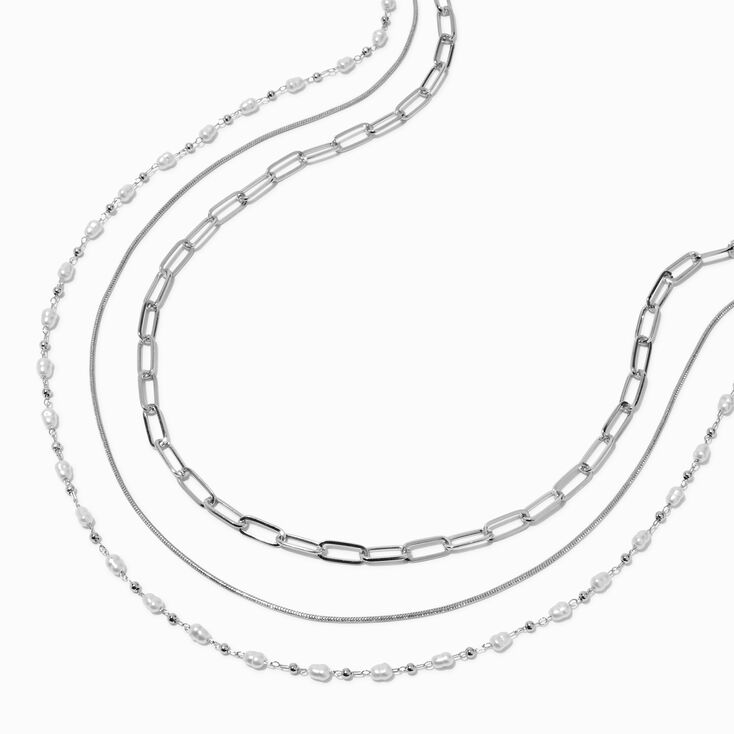Silver-tone Mixed Chain Multi-Strand Necklace,