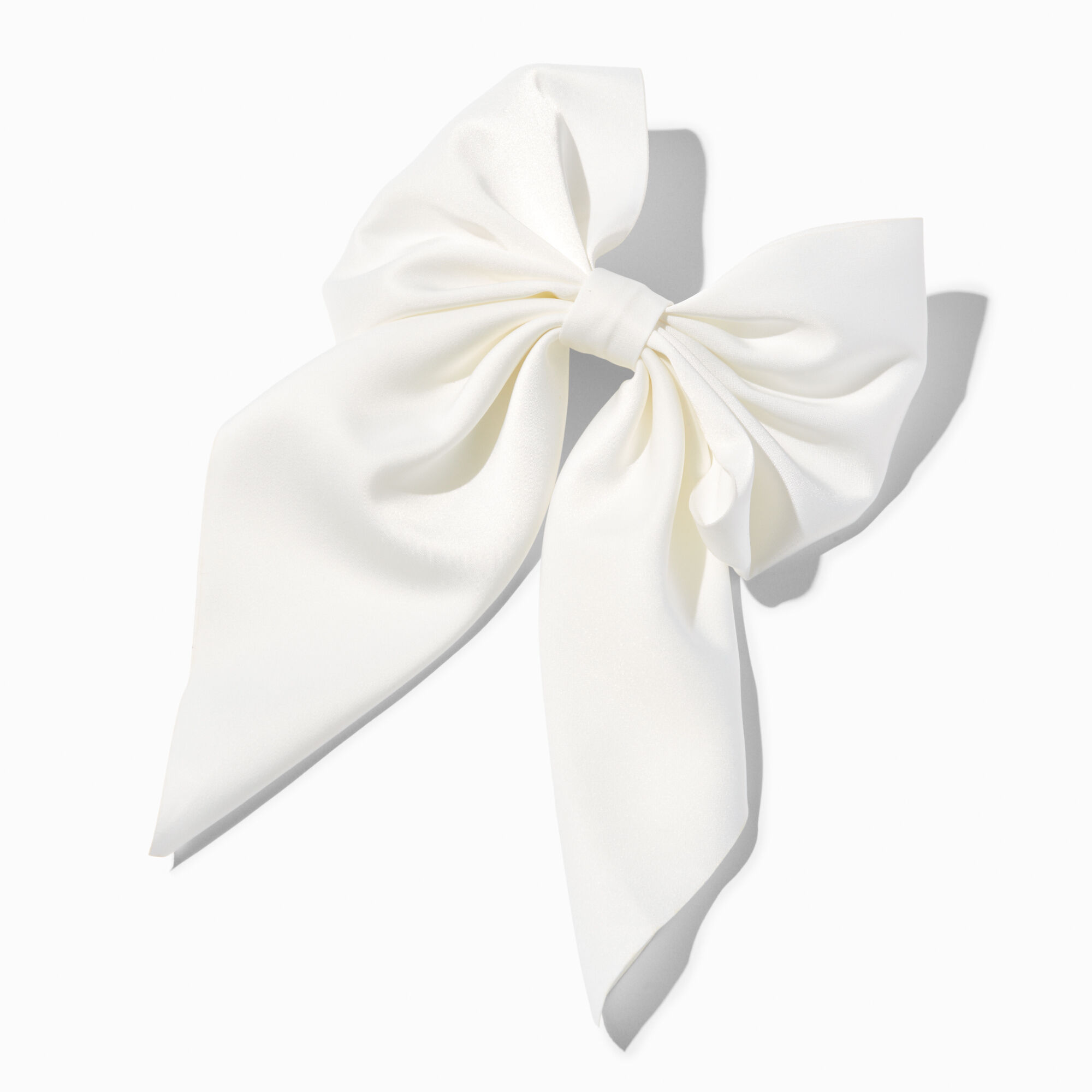 White Satin Bow Barrette Hair Clip