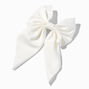 White Satin Hair Bow Clip,