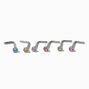 Silver-tone Stainless Steel Pastel Stone 20G Nose Studs - 6 Pack,