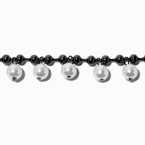Hematite Pearl Charm Chain Bracelet,