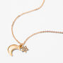 Gold Iridescent Moon &amp; Star Pendant Necklace,