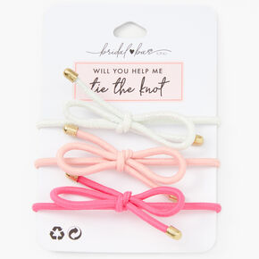 Tie the Knot Hair Tie Bracelets - Pink and White, 3 Pack,