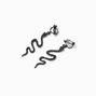 Black 2&quot; Embellished Snake Clip-On Drop Earrings,