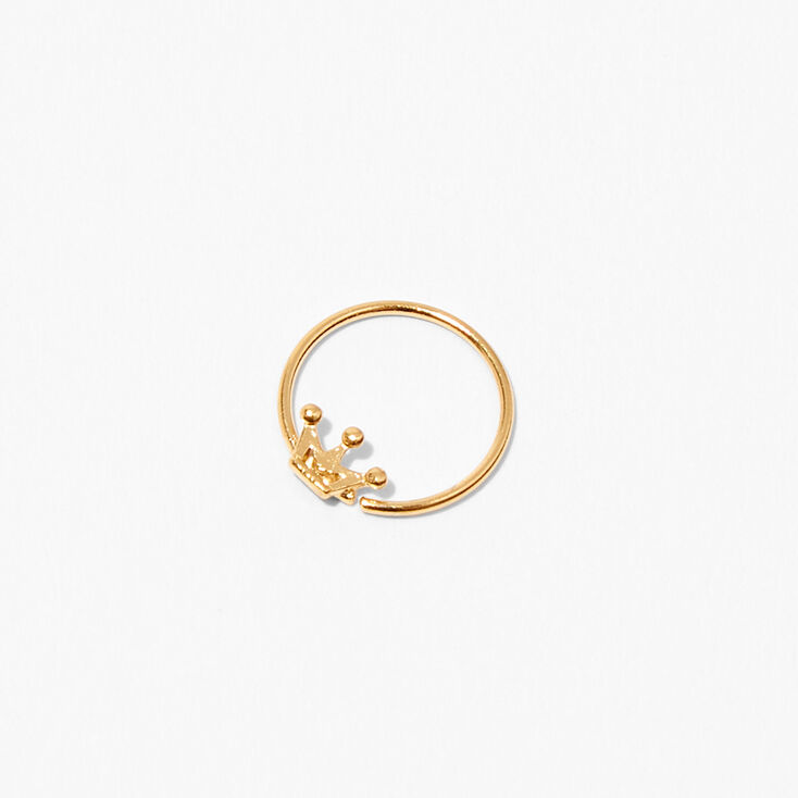 Sterling Silver Gold 22G Crown Open Hoop Nose Ring,