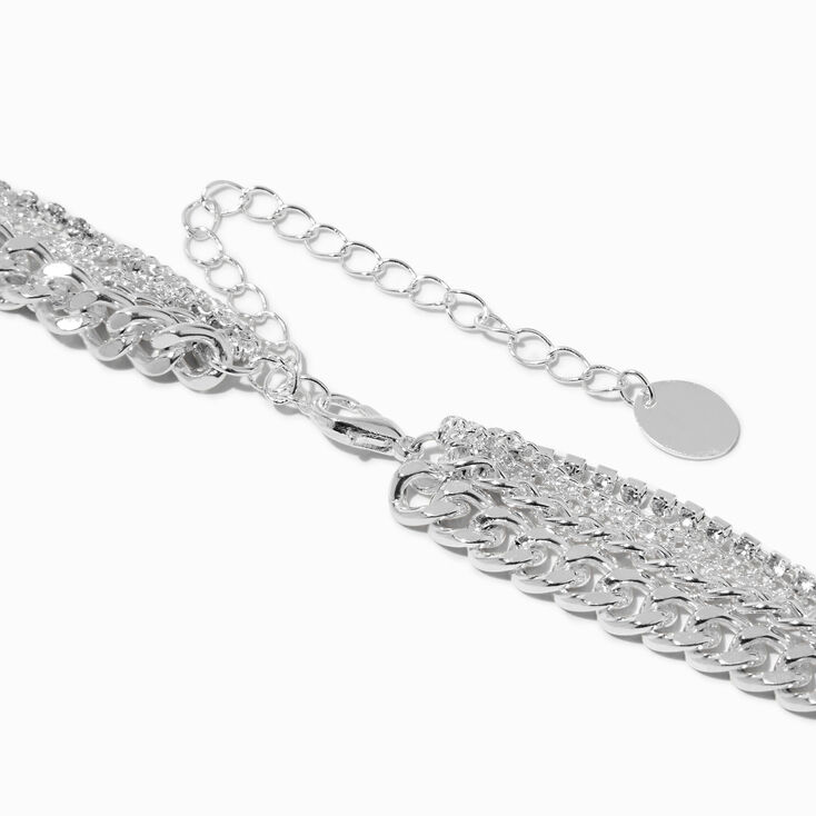 Silver-tone Cable Chain Stack Multi-Strand Necklace,