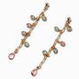 Gold-tone Pastel Bezel Crystals 2&quot; Linear Drop Earrings,