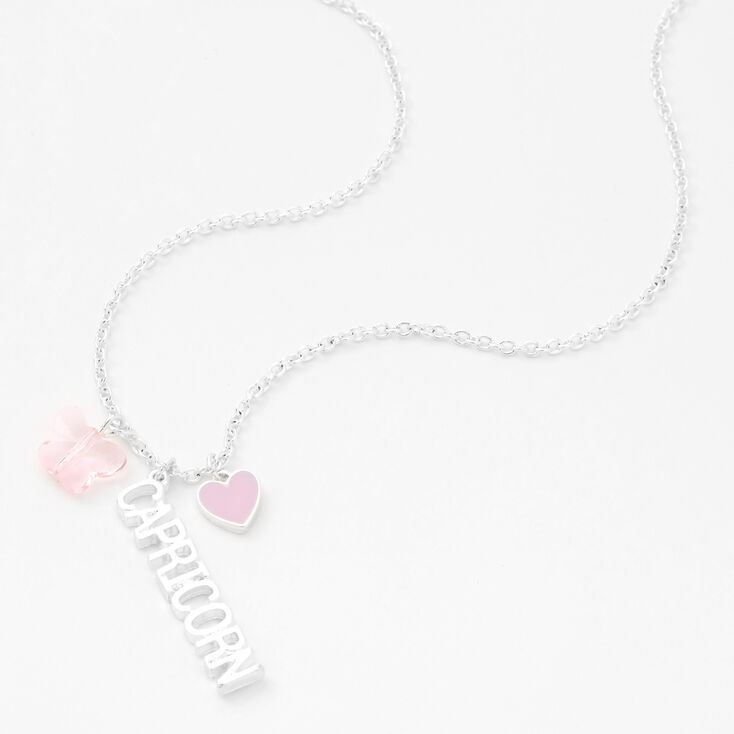 Silver Zodiac Charm Pendant Necklace - Capricorn,