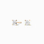 14K Gold Cubic Zirconia Square Stud Earrings - 3MM,