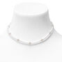 Silver Pearl &amp; Rhinestone Choker Bracelet Earrings Set - 3 Pack,