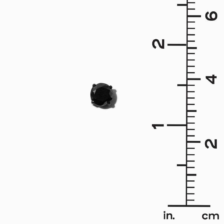 Black Stainless Steel Cubic Zirconia 5MM/6MM/7MM Round Stud Earrings - 3 Pack,