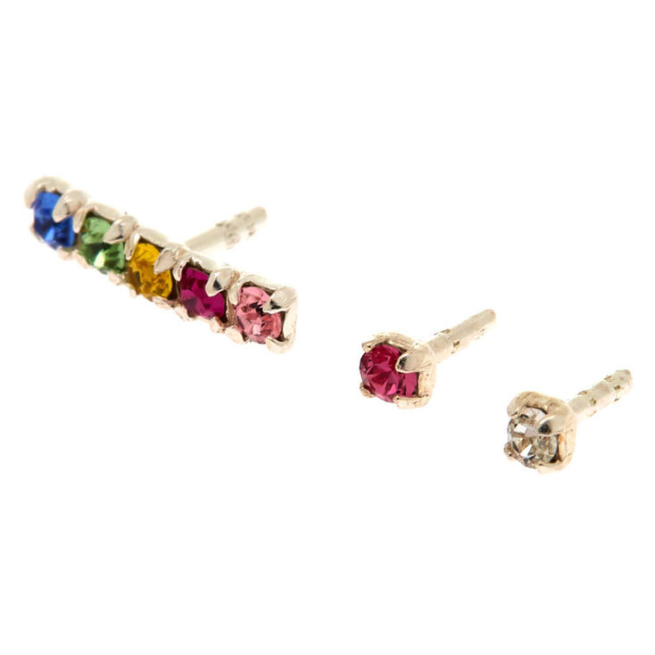 Rainbow Bar Cartilage Earring Set - 3 Pack,