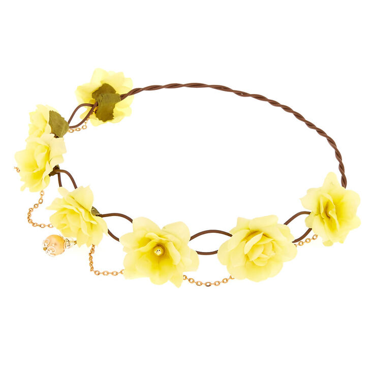 Yellow Flower Crown Gold Chain Headwrap,