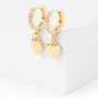 Gold 15MM Crystal Heart Huggie Hoop Earrings,