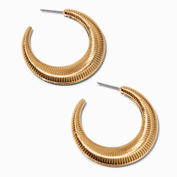 Gold-tone Ridged 40MM Hoop Earrings,