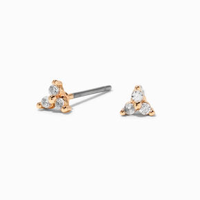 Gold Cubic Zirconia Trio Stud Earrings,