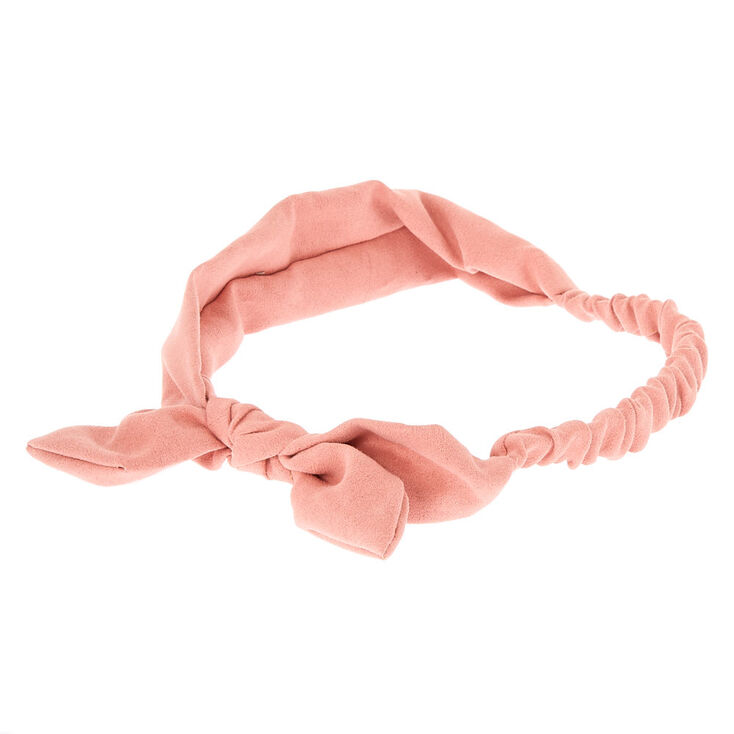 Suede Knotted Bow Headwrap - Pink,