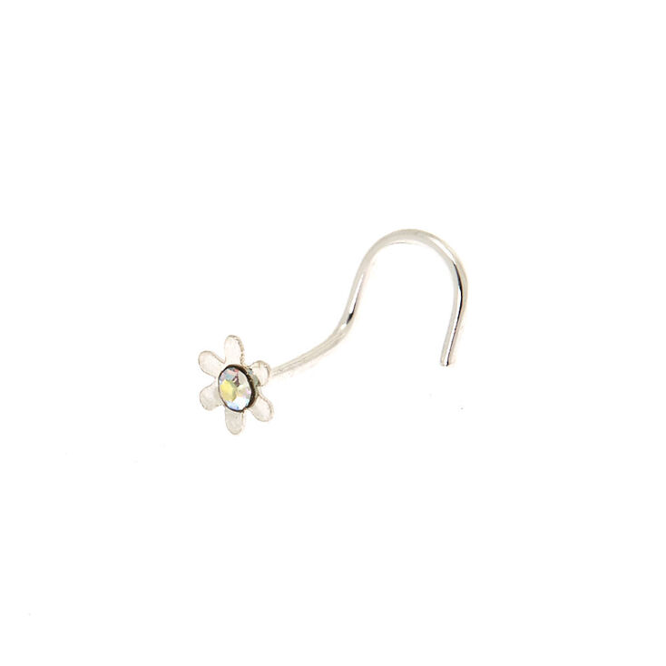 Sterling Silver 22G Iridescent Flower Nose Stud,