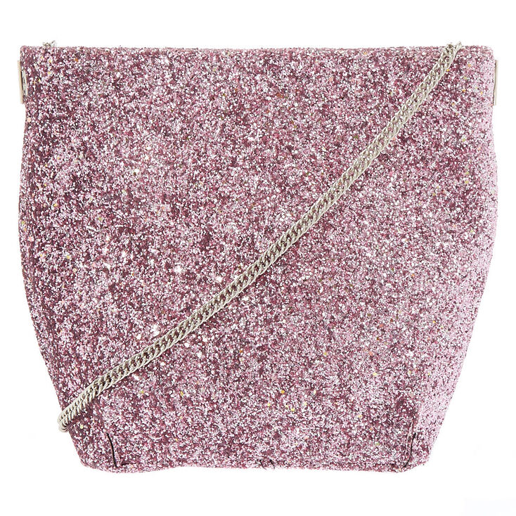 Mini Glitter Tote Crossbody Bag - Pink,