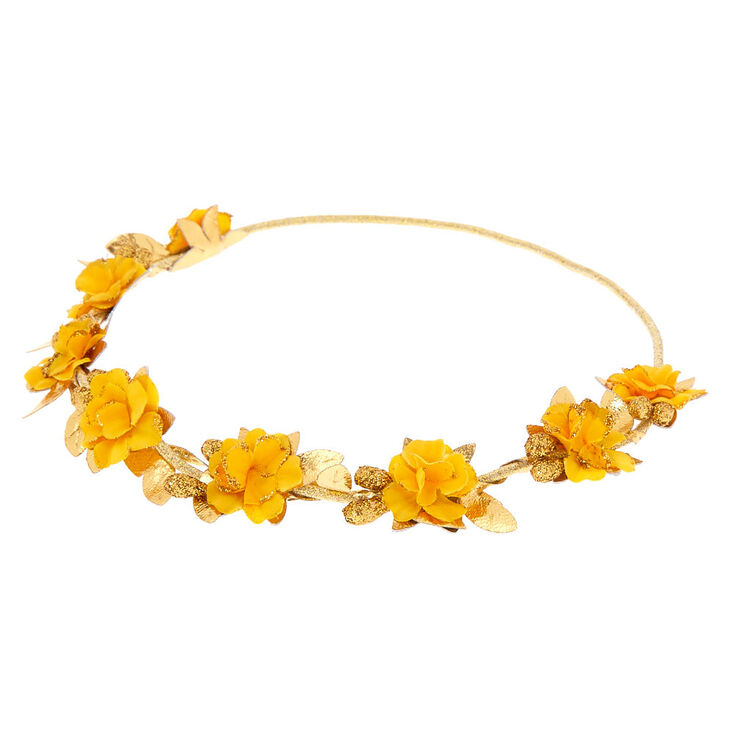 Gold Flower Crown Headwrap - Mustard,