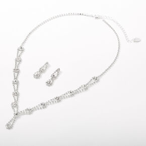 Silver Rhinestone Looped Jewelry Set - 2 Pack,