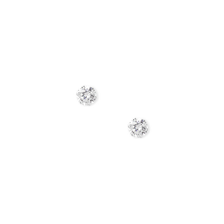 Sterling Silver 8MM Cubic Zirconia Cupcake Set Stud Earrings,