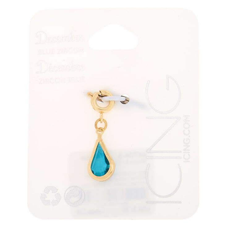 December Birthstone Bracelet Charm - Blue Zircon,