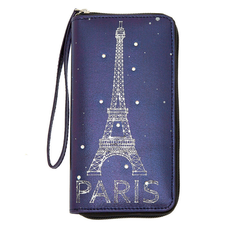 Paris Oil Slick Wristlet - Purple,