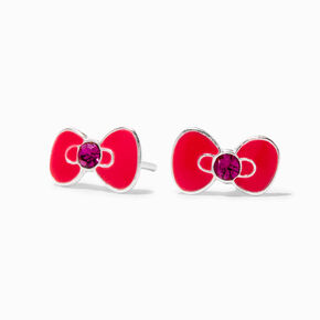 Sterling Silver Hello Kitty&reg; Enamel Bow Stud Earrings,