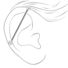 Silver 14G Crystal Fireball Industrial Barbell - 2 Pack,