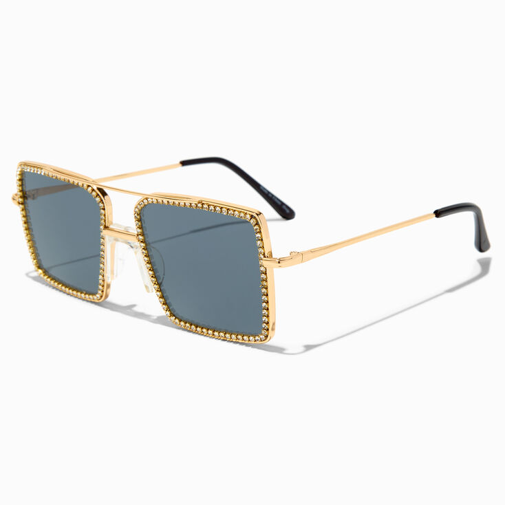 Crystal Studded Gold Frame Aviator Sunglasses | Icing US