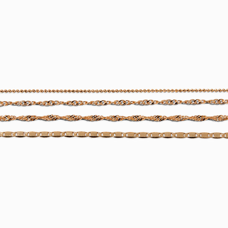 Gold-tone Delicate Chain Bracelet Set - 4 Pack ,