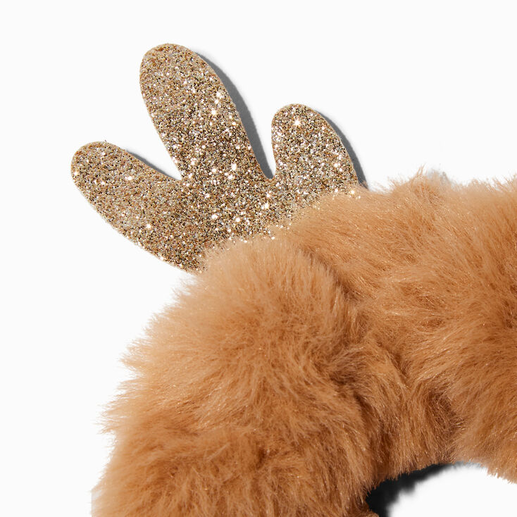 Santa &amp; Reindeer Furry Hair Scrunchies - 2 Pack,
