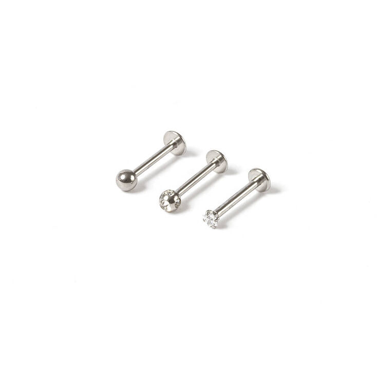 16G Crystal & Ball Stud Labret Set of 3,