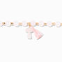 Blush Pink Mushroom &amp; Tassel Beaded Stretch Bracelet,