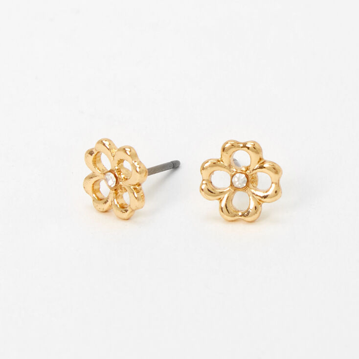 Gold Daisy Flower Stud Earrings,