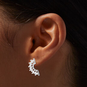 Silver-tone &amp; Pearl Fan Earrings,