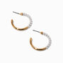 Gold-tone Half Pearl 30MM Hoop Earring ,