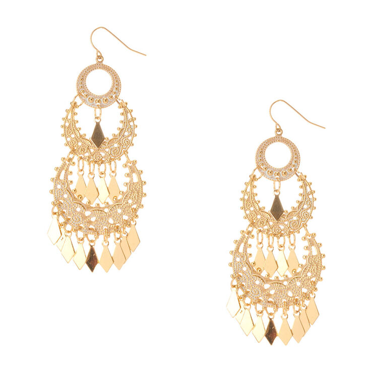 Gold & White Pantina Chandelier Drop Earrings,