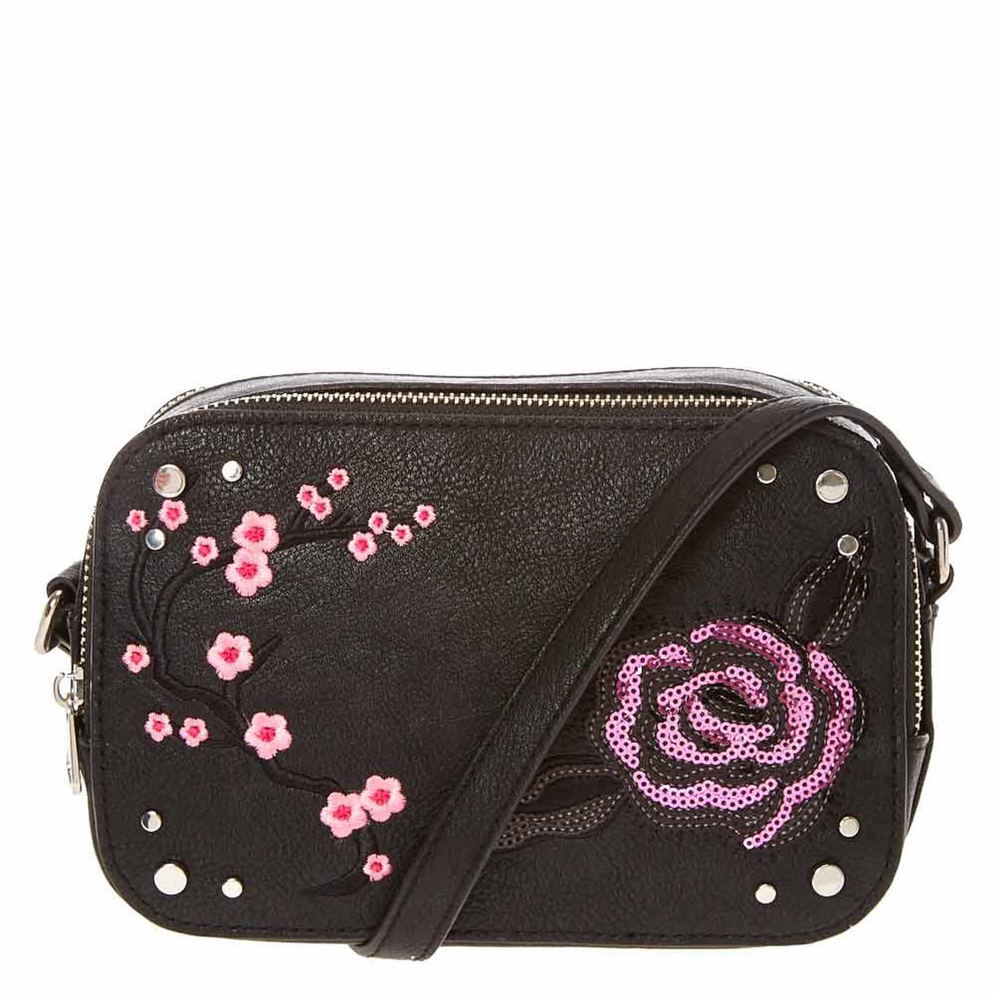 Black Faux Leather Crossbody Camera Bag | Icing US