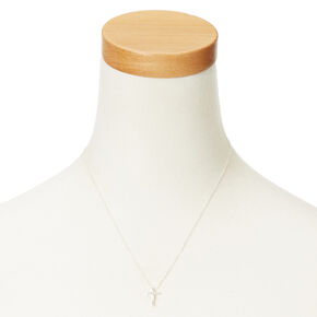 Silver Crystal Cross Necklace,