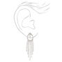 Silver Crystal Teardrop Outline 1.5&quot; Clip On Drop Earrings,