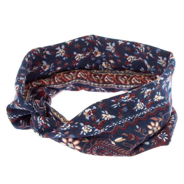 Boho Print Headwrap - Navy,