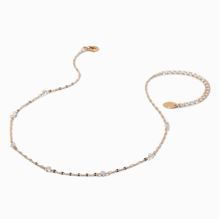 Gold-tone Cubic Zirconia Disco Chain Necklace,