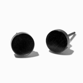 Black Titanium 6MM Disc Stud Earrings,