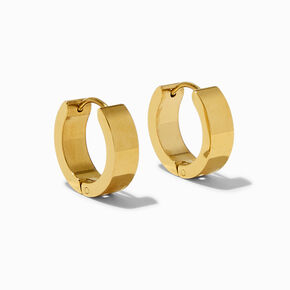 Gold-tone Stainless Steel 12MM Huggie Hoop Earrings,