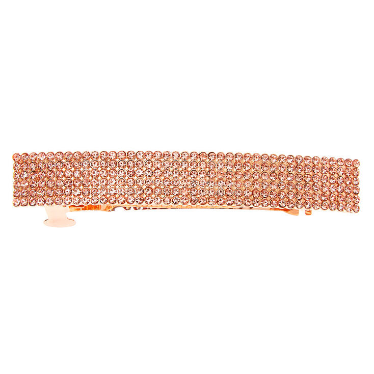 Rose Gold Rhinestone Rectangle Hair Barrette,