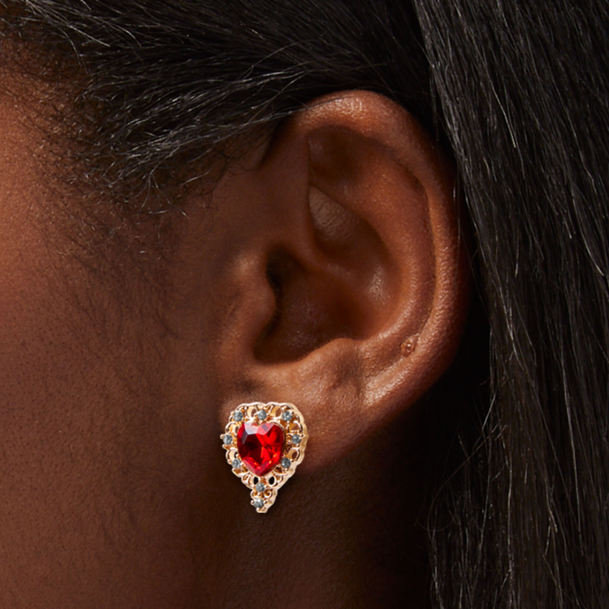 Heart rhinestone earrings hot sale